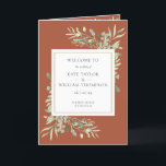 Terracotta Greenery Foliage Wedding Program<br><div class="desc">Featuring delicate watercolor greenery leaves on a terracotta background,  this chic botanical folded wedding program can be personalised with your special wedding day information. Designed by Thisisnotme©</div>