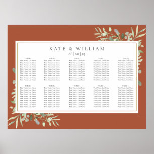 Terracotta Greenery Foliage Wedding Seating Chart