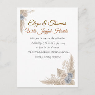 Terracotta & Greenery Geometric Boho Wedding Invit Postcard