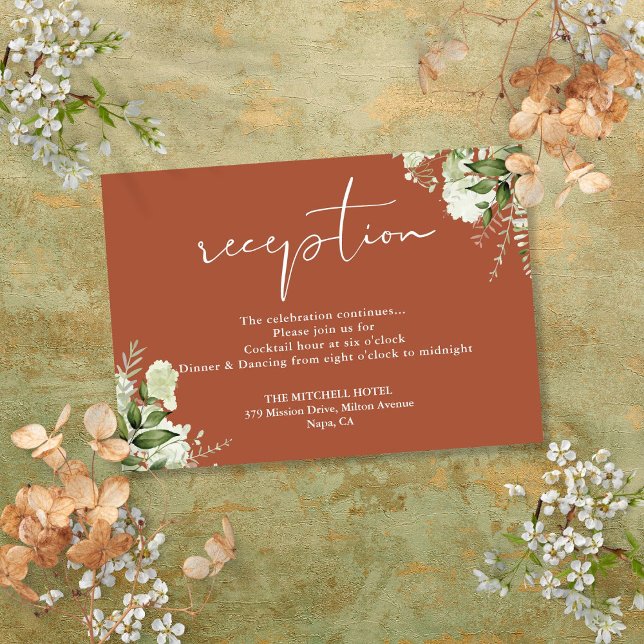 Terracotta Greenery Script Wedding Reception Enclosure Card (Terracotta Greenery Script Wedding Reception Enclosure Card)