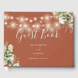 Terracotta Greenery String Lights Wedding Guest Book