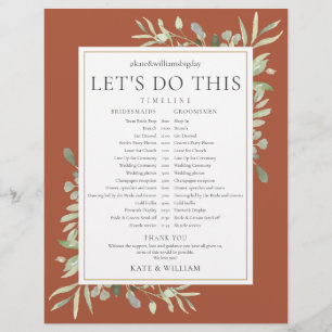 Terracotta Greenery Wedding Schedule Timeline