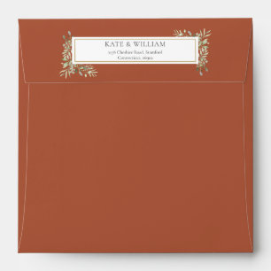 Terracotta Greenery Wedding Square Envelope