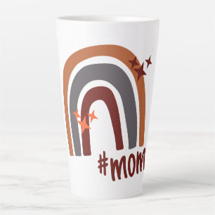 Terracotta Grey Bohemian Rainbow Personalised #mum Latte Mug