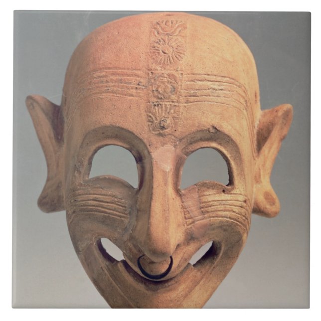 Terracotta grinning mask from San Sperate, 6th-5th Ceramic Tile (Front)