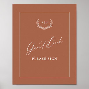 Terracotta Guest Book Wedding Table Sign Decor
