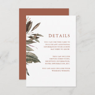 Terracotta Guest Information Enclosure Card