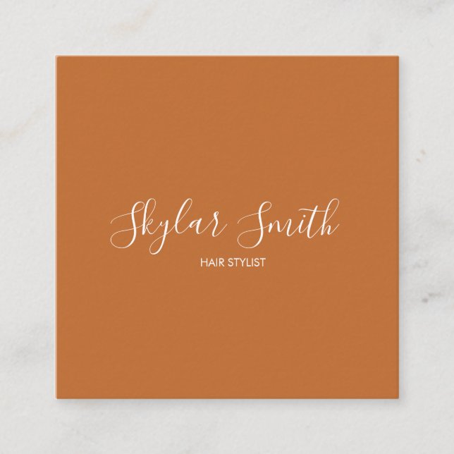 Terracotta Hair Stylist Salon Minimalist  Square Business Card (Front)