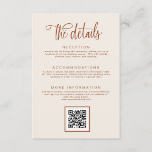 Terracotta Handwritten Calligraphy Wedding Details Enclosure Card