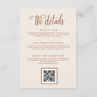 Terracotta Handwritten Calligraphy Wedding Details Enclosure Card
