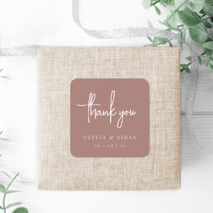 Terracotta   Handwritten Script Wedding Thank You Square Sticker