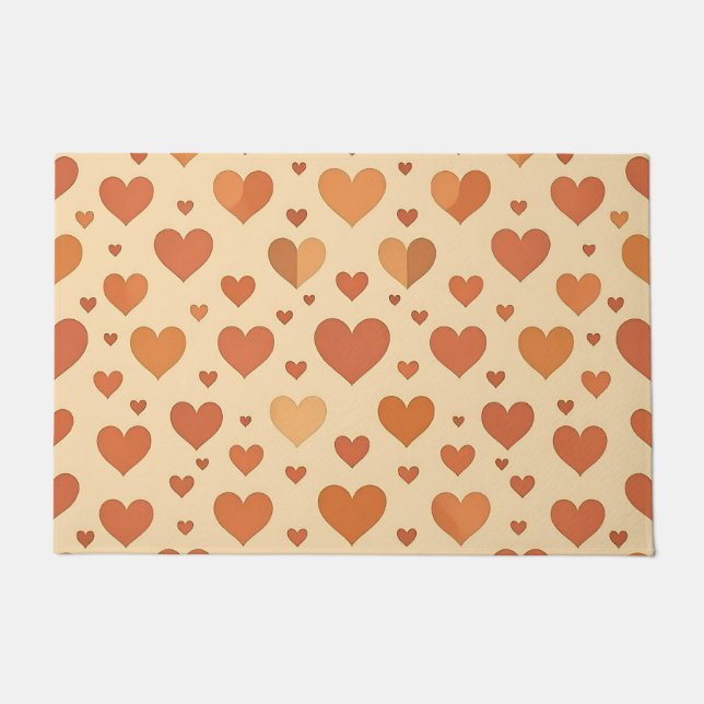 Terracotta Heart Scatter Pattern Doormat (Front)