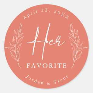 Terracotta Her Favourite Wedding Favour Sticker