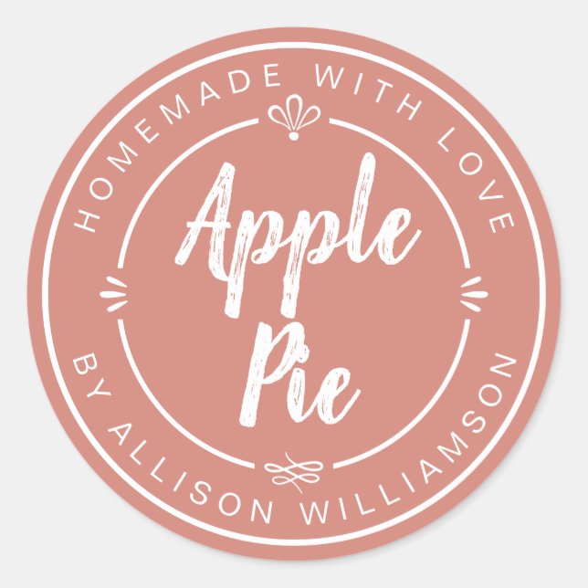 Terracotta Homemade Apple Pie Classic Round Sticker (Front)