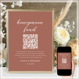 Terracotta Honeymoon Fund QR Code Wedding Sign