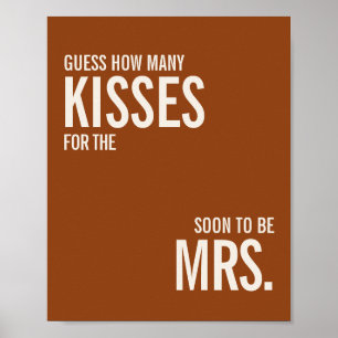 Terracotta How Many Kisses Bridal Shower Game Poster