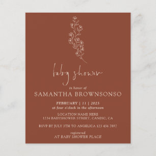Terracotta Indie Rustic Budget Baby Shower Flyer