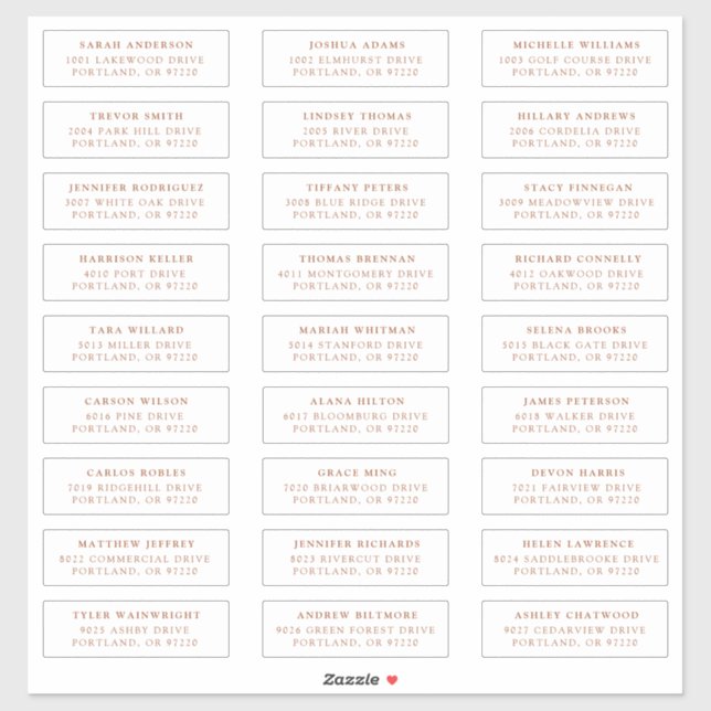Terracotta | Individual Guest Address Labels (Sheet)