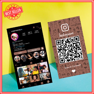 Terracotta Instagram Salon QR Social Media Business Card