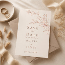 Terracotta Ivory Botanical Save the Date