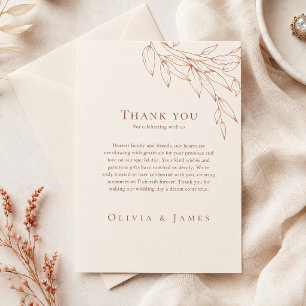 Terracotta Ivory Botanical Thank You Card