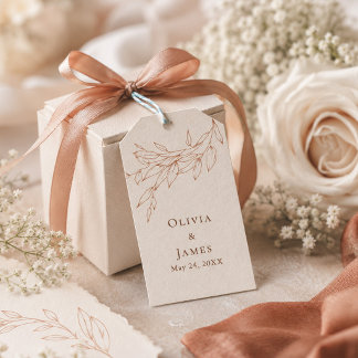 Terracotta Ivory Botanical Wedding Gift Tag