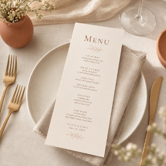 Terracotta Ivory Botanical Wedding Menu