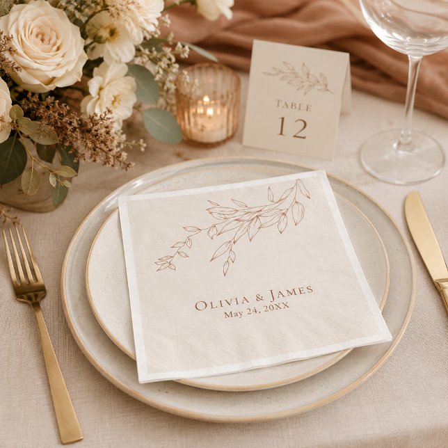 Terracotta Ivory Botanical Wedding Napkins (Terracotta Ivory Botanical Wedding Napkins)