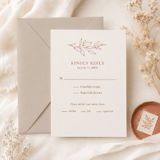 Terracotta Ivory Botanical Wedding RSVP Card