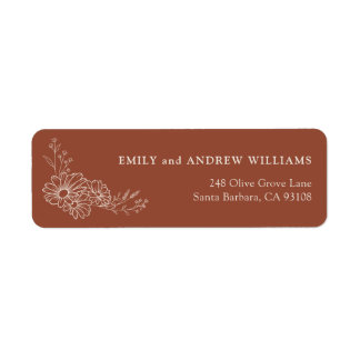 Terracotta Ivory Daisy Wedding Return Address Label