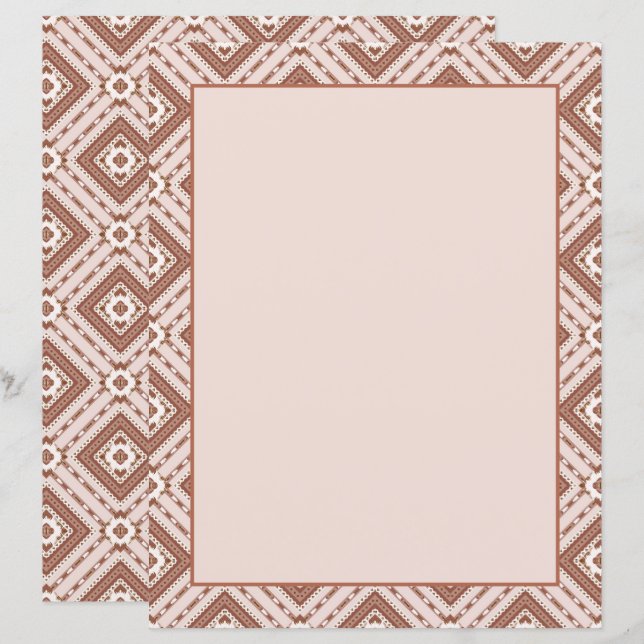 Terracotta & Ivory Geometric Diamond Pattern (Front/Back)