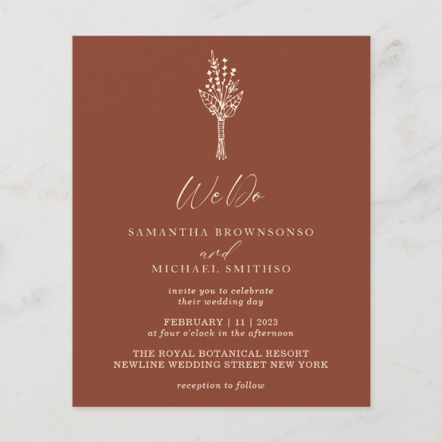 Terracotta Ivory Modern Budget We Do Botanical Flyer (Front)