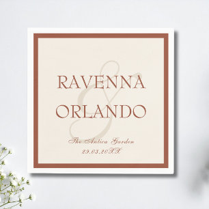Terracotta Ivory Old Money Timeless Glam Wedding Napkin