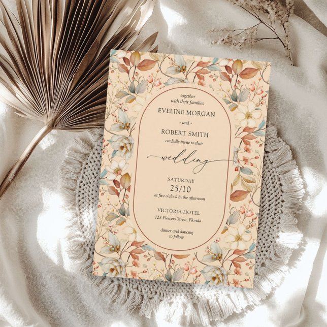 Terracotta Ivory Rust Boho Arch Wildflowers Invitation (Terracotta Ivory Rust Boho Arch Wildflowers Invitation)