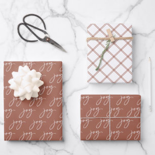 Terracotta Joy Holiday Wrapping Paper Sheet