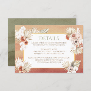 Terracotta & Khaki Palm Leaves Tropical Details RSVP Card
