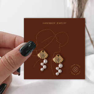 Terracotta Lady Jewerly Earrings Display Square Business Card