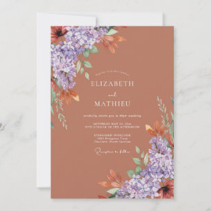 Terracotta Lavender Botanical Bloom Wedding Invitation