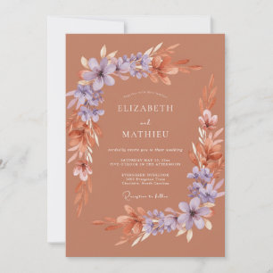 Terracotta Lavender Flourish Wedding Invitation