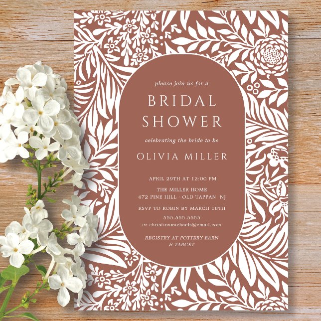 Terracotta Leaf Floral Bridal Shower Invitation (Creator Uploaded)