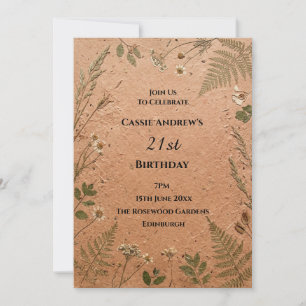 Terracotta Leaf Milestone Birthday Invitation