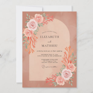 Terracotta Leaf Wedding Invitation