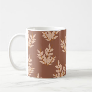 Terracotta Leaves Floral Pattern Retro Chic Autumn Coffee Mug