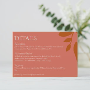 Terracotta Leaves Modern Wedding Enclosure Card
