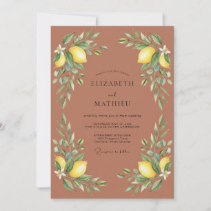 Terracotta Lemon Citrus Eucalyptus Wedding Invitation