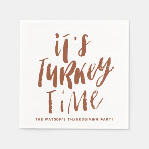 Terracotta Lettering It's Turkey Time Thanksgiving Napkin