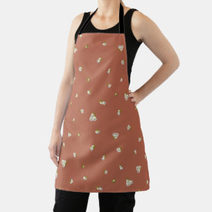Terracotta Lily of the Valley Floral Pattern Apron