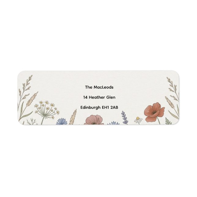 Terracotta Line Art Floral Return Address Label (Front)