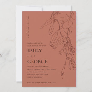 TERRACOTTA LINE DRAWING FLORA COUPLE SHOWER CARD