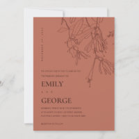TERRACOTTA LINE DRAWING FLORAL WEDDING INVITE